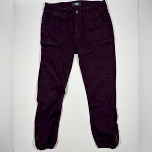 PAIGE Mayslie Jogger 27 Plum Utility Pants Zip Ankle Stretch Cargo Tapered